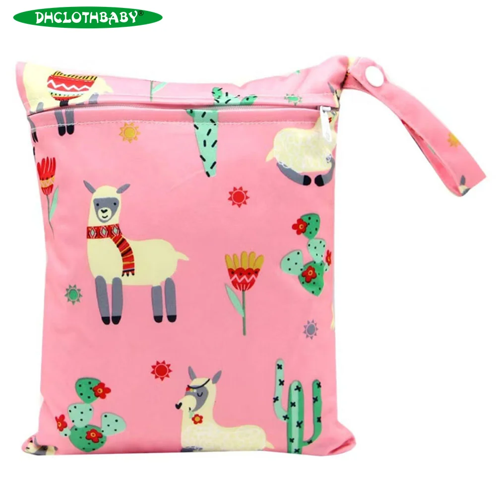 

Baby Waterproof Diaper Bag Cartoon Print Zipper Hand Nappy bag Stroller Carry Pack Travel Outdoor Wet Diaper Wet and dry Storage