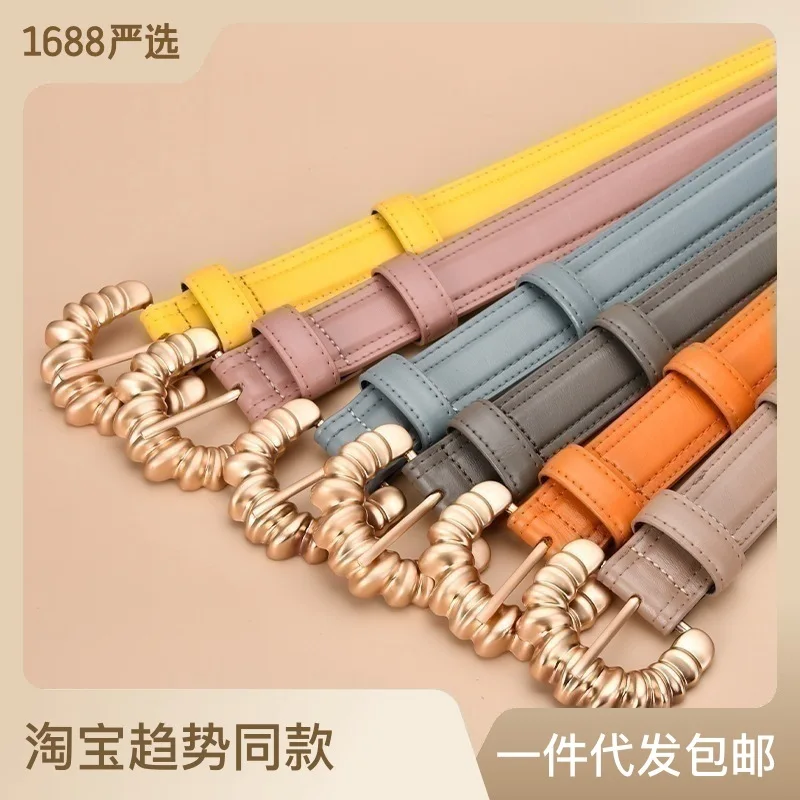 2023 New Women's Fashionable C-shaped Buckle Thin Belt, Detachable Double Side Denim Belt As A Gift for Mothers and Girlfriends