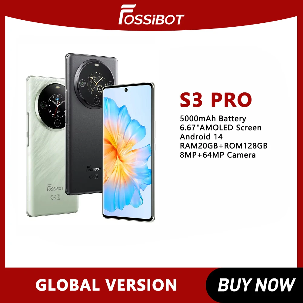 Смартфон FOSSiBOT S3 PRO с AMOLED-дисплеем 6 67 дюйма Android 14 мобильный телефон разрешением до