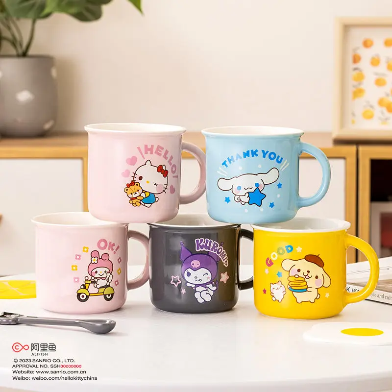 

Kawaii Sanrio, Hello Kitty Kuromi My Melody Cinnamoroll керамическая кружка симпатичная мультяшная кофейная чашка для завтрака детская чашка подарок
