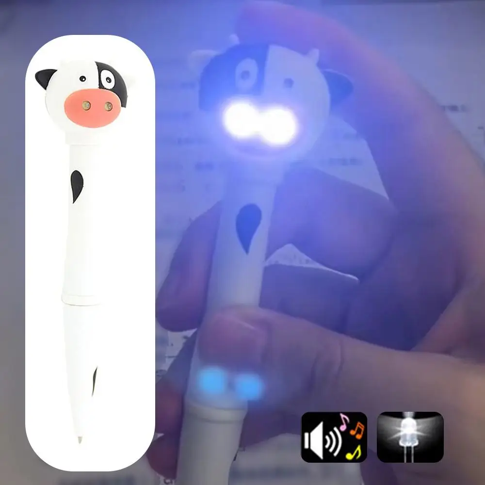 Забавный подарок светящаяся шариковая ручка в форме коровы пластиковая