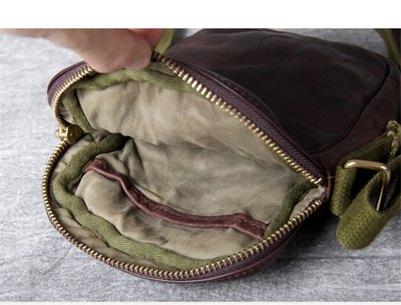 Vintage luxury genuine leather daily light men small mobile phone bag casual organizer real cowhide mini shoulder messenger bag