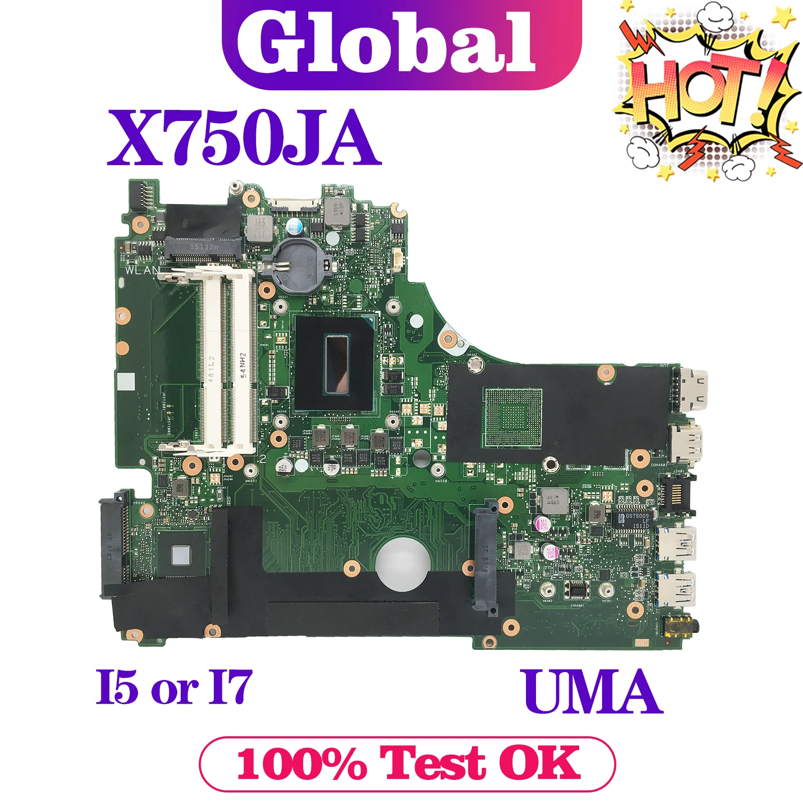 

KEFU Mainboard X750JA A750JA F750JA K750JA A750JB X750JB K750JB F750JB Laptop Motherboard I5 I7 4th Gen UMA DDR3L MAIN BOARD