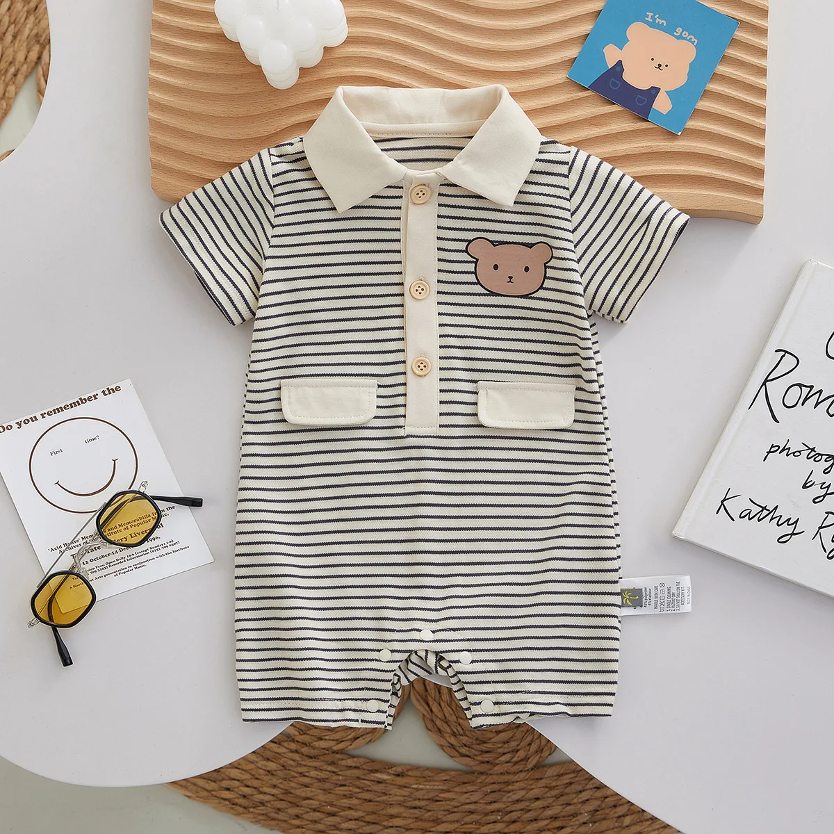 

Striped Baby 6 Months Short Sleeves Rompers Baby Onesie 0-12M Baby Stuff Summer One-Pieces Bodysuits