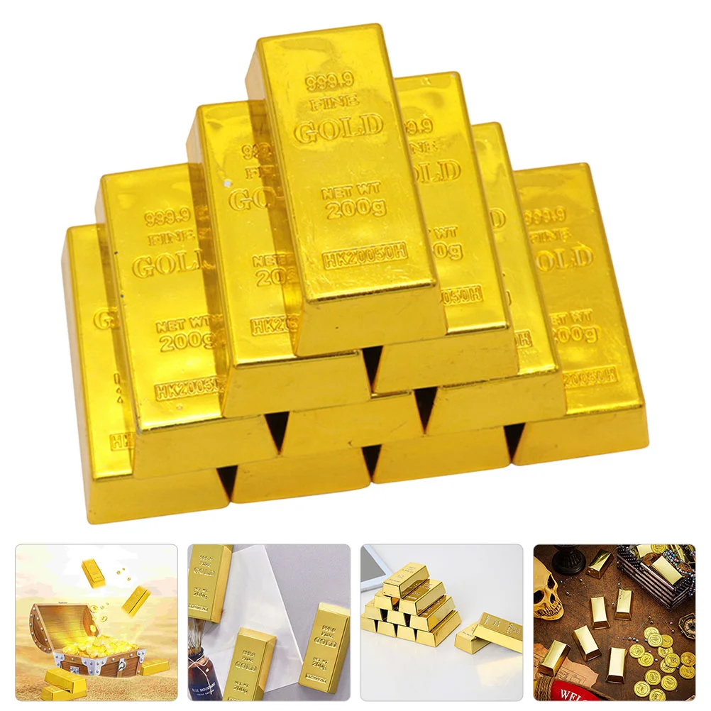 

Gold Bar Bricks Pirate Brick Bars Simulation Fake Toy Bullion Partysimulated Door Decor Supplies Prop Treasure Stopper