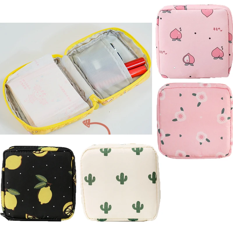 

Women Portable Sanitary Storage Bag Travel Napkin Tampon Makeup Storage Bag Literary Zipper Coin Purse Sundries Storage