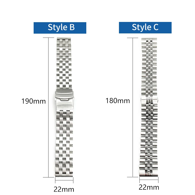 Ремешок для часов из нержавеющей стали 22 мм Seiko SKX007 SKX011 SRPD53