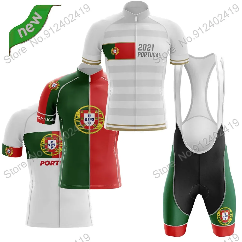 

2023 Pro Team Portugal Cycling Jersey Set Mens Summer Bicycle Clothing Road Bike Shirts Suit Bicycle Bib Shorts MTB Ropa Maillot
