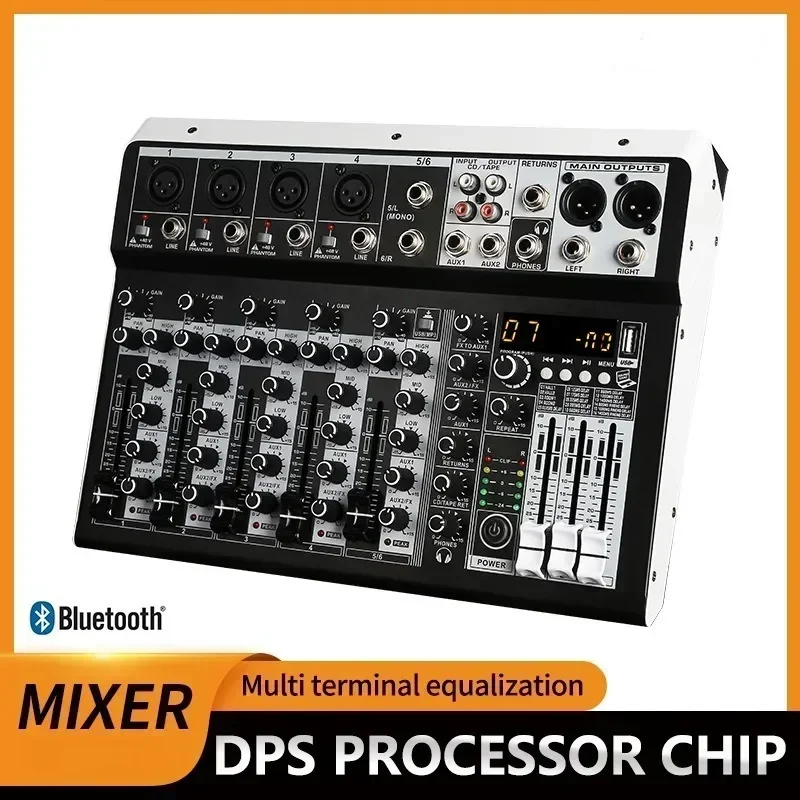 Audio Mixer with Effects for Professional Beginners 4 Channle Stereo Input Live Streaming 8 Channel