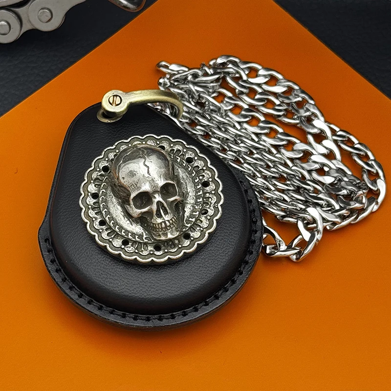 

Чехол для смарт-ключа из натуральной кожи, чехол для брелока, мотоциклетные брелки, ожерелье из титановой стали для Harley Davidson 883X48 1200