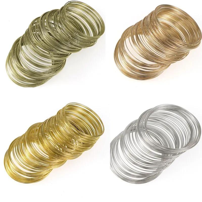 

100 Loops Gold Steel Color Memory Wire 60mm Bracelet Bangle Loop Necklace Collar Hoop for Jewelry Making DIY Accessories