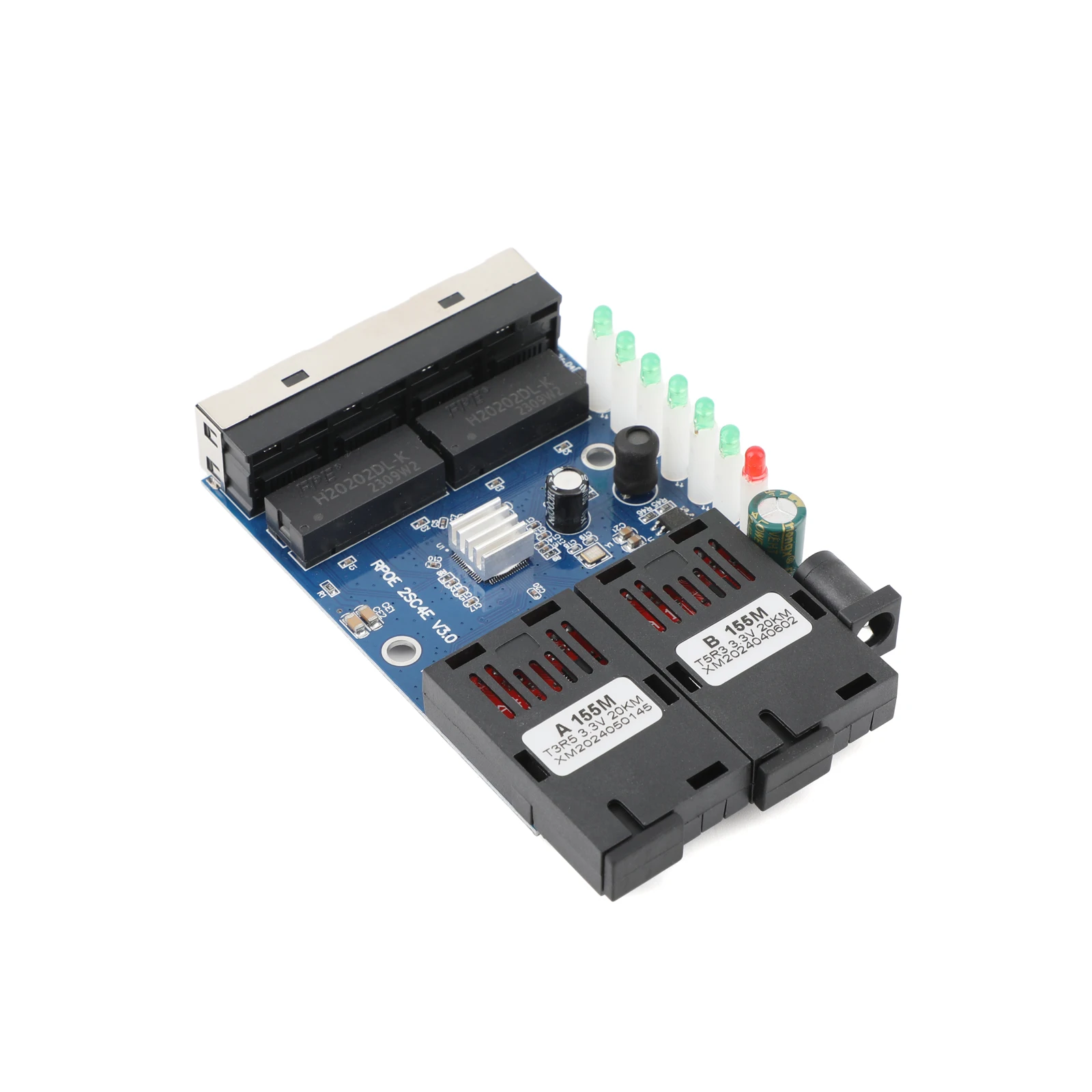Плата PCBA 10M/100M волоконно-оптический медиа конвертер 4 RJ45 до 2 SC A + B оптический