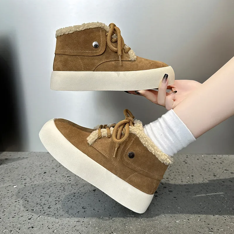 Женские зимние ботинки CICIYANG из натуральной кожи новинка зимы 2024 пушистые теплые