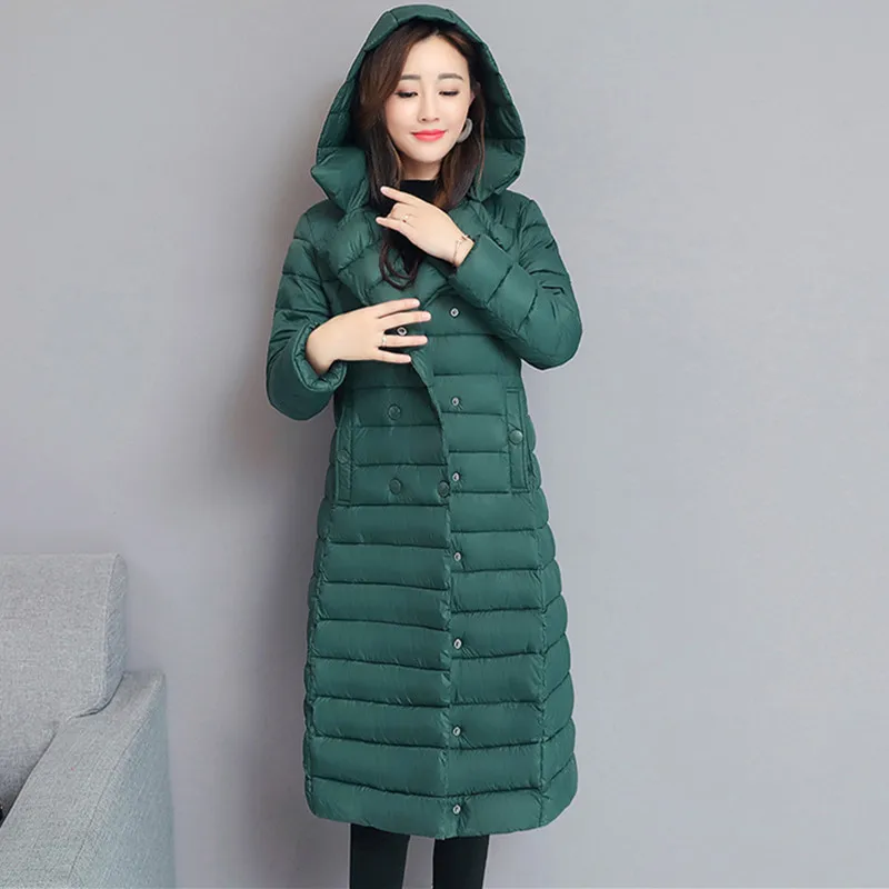 Winter Parkas Women New Down Cotton Padded Coat Middle Long Korean Middle-Aged Mother Hooded Jacket Manteau Femme Hiver L-3XL