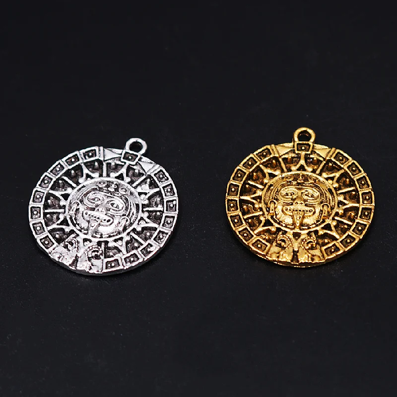 

8pcs Two Colors Retro Shamanic Totem Amulet Round Tag Pendant DIY Charm Bracelet Necklace Jewelry Crafts Making 26*23mm M594