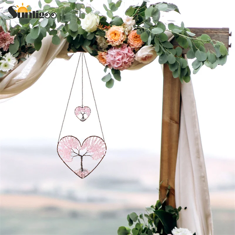 

Sunligoo, двойное сердце, дерево жизни, подвесное украшение, чакра, фэн-шуй, драгоценные камни, духовная медитация, сад, свадебный Декор для дома