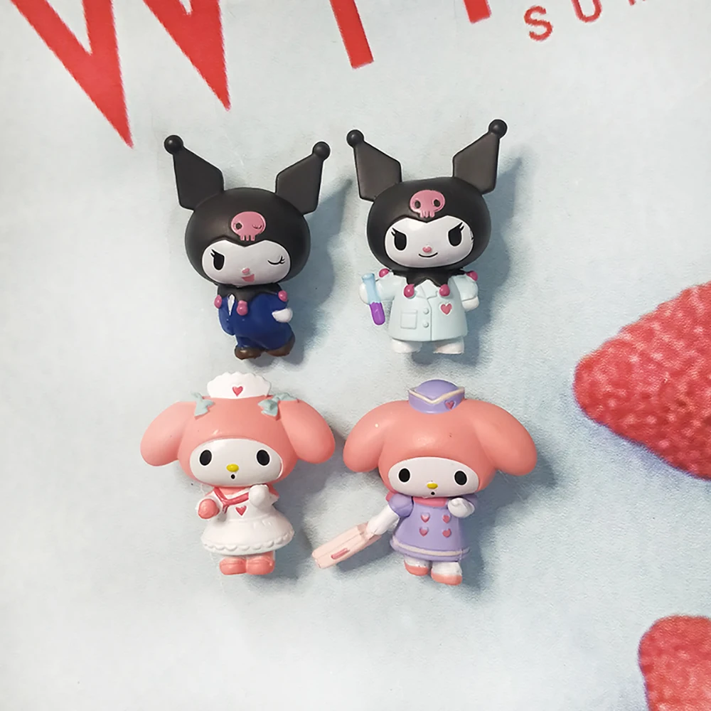 

Sanrio Anime Figures My Melody Kuromi Hello kitty kinder 4Pcs/Set Kawaii Doll Cartoon Model Toys for Girls Birthday Gift