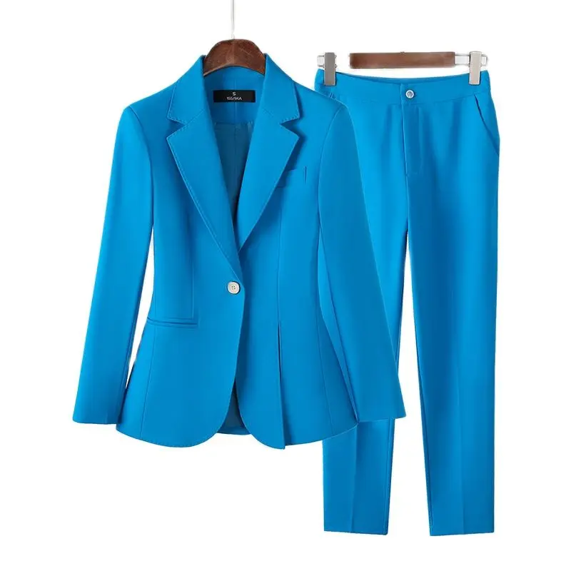 2020 New Autumn and Winter Women's Professional Wear Casual Office Sets Double Breasted Ladies Jacket Two-piece Fashion Trousers