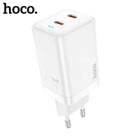 hoco gan pd45w dual usb c quick charger for iphone 13 12 pro max qc 3 0 gan 2 ports pps eu fast charger for samsung s21 s22 a53