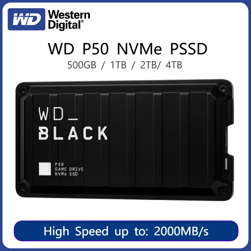 Игровой привод Western Digital WD BLACK P50, NVMe SSD 4 ТБ, 2 ТБ 1 ТБ, 500 Гб, внешний твердотельный накопитель, высокоскоростная передача 2000