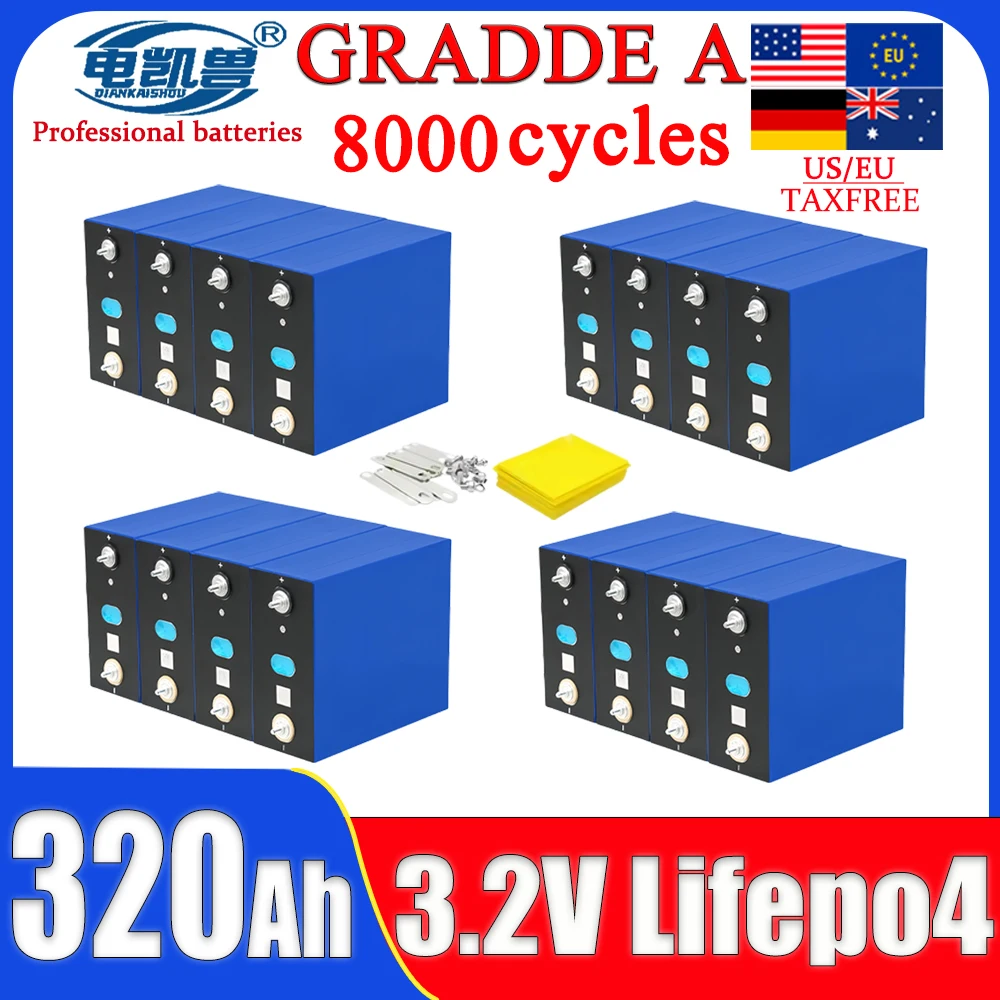 Фото Новый класс A 3,2 В 320 Ач Lifepo4 Батарея 3C 10000 циклов DIY 12 В 24 В 48 В RV Морская аккумуляторная батарея для хранения солнечной энергии Без налога №1