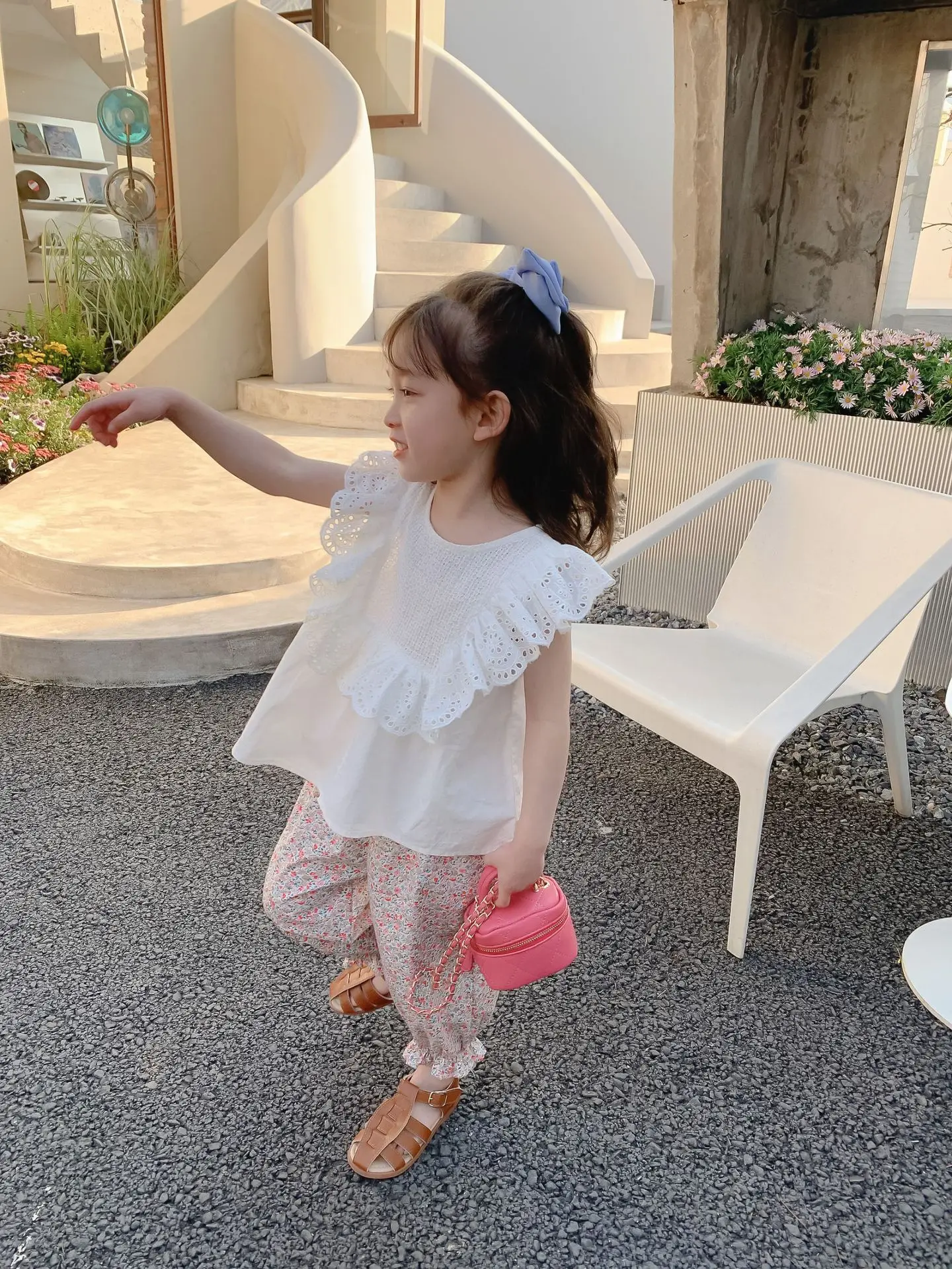 

Freely Move Girls Blouses Clothes Baby Summer Shirts Toddler Infant Ruffles Sleeveless Lace Tees Tops Kids Cotton Soft Shirt