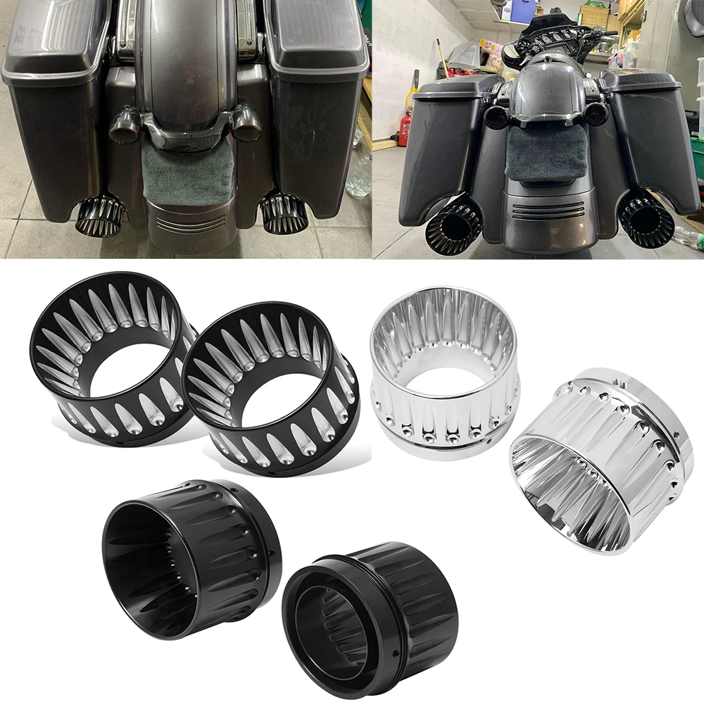 

Motorcycle Slip On 4.4" Billet Aluminum Exhaust Mufflers Tips End Caps For Harley Touring CVO Electra Road Glide Ultra Road King