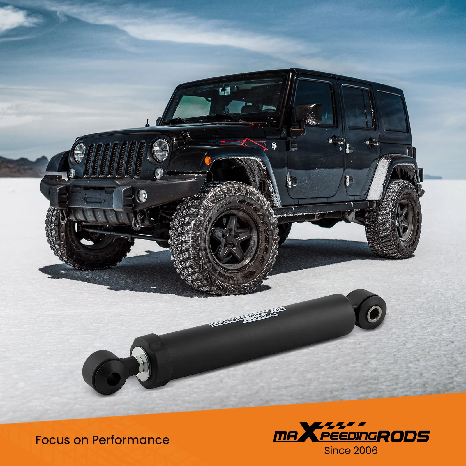 

maXpeedingrods Steering Stabilizer For Jeep Wrangler JK 4WD 2007-2018 Twin-Tube Front 2007-2014 2015 2016 2018 2018