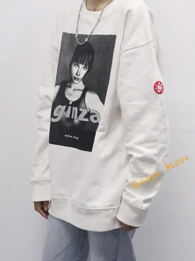 

Пуловер Cav Empt с винтажным принтом, свитшот с длинным рукавом для мужчин и женщин, Повседневная Белая кофта с круглым вырезом