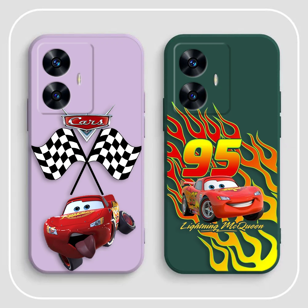 Cartoon Cars Lightning McQueen Phone Case For Realme C65 C63 C53 C35 C55 C33 C30 C21Y C20 C12 C11 GT 2 NARAO 20 30 50 Funda
