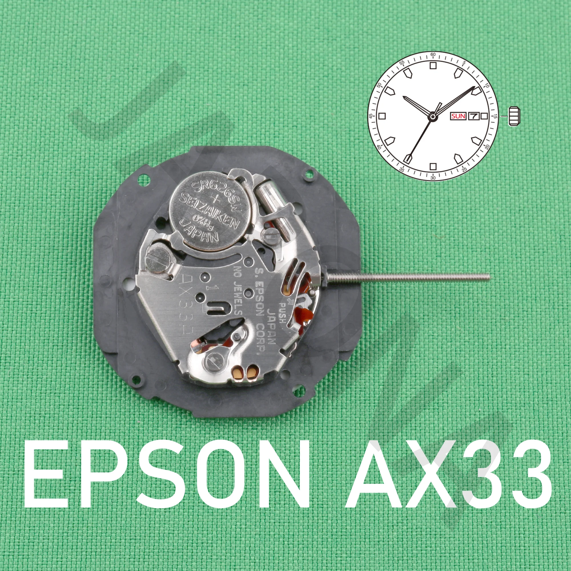 ax33 movement epson ax33A-3 movement japan movement ax33A with day-date display japan movement Spain and English