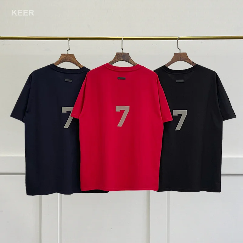 

Season 8 Essentials Summer Men’s T-shirt 7 Flocking Logo 1:1 Hip Hop Street 100% Cotton Men Women Oversized Short Sleeve Tees