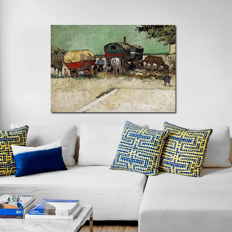 Ван Гог убежище цыган с картинами караванов принтом домашние декоративные