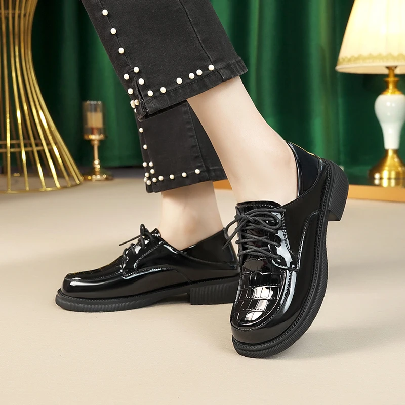 AIYUQI Genuine Leather Loafers Women 2023 Autumn New British Style Shoes Women Lace-up Casual Women Shoes