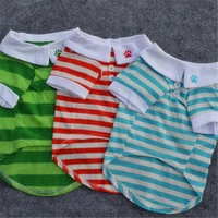 summer striped dog cotton casual soft polo shirt new cute dog clothes dog costume puppy printing t shirt lapel stripe pet clothe