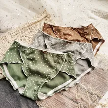 2022 Women's Cotton Underwear Sexy Lace Panties Fashion Bow  Briefs Low Waist Seamless Dot Underpants Female Lingerie Cute (4)