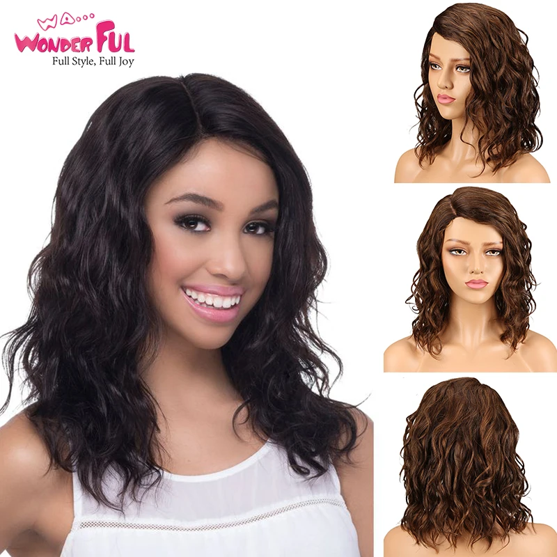 Wonderful Brazilian Curly Lace Part Wigs Fashion Human Hair Wigs Ombre Color Red and Pink Color 100% Real Hair Perruque Cheveux