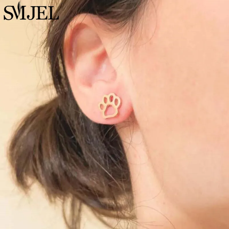 

SMJEL Cartoon Dog Paw Earrings Studs for Women Children Jewelry Small Footprint Earings Animal Love my Pet Jewelry Pendientes
