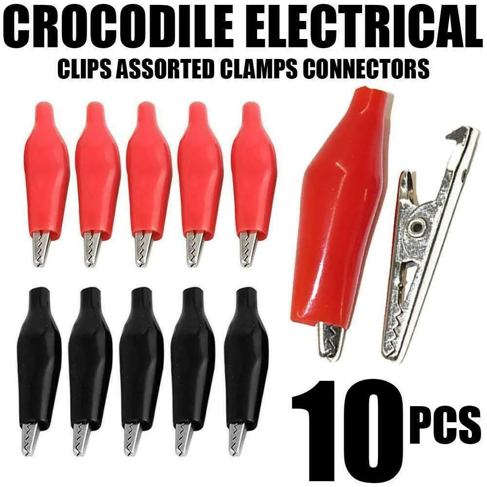 

10 Pcs PVC Insulated Crocodile Clips Electrical Battery Connectors 5A Alligator Clamps For Electrical Multimeter Test Leads