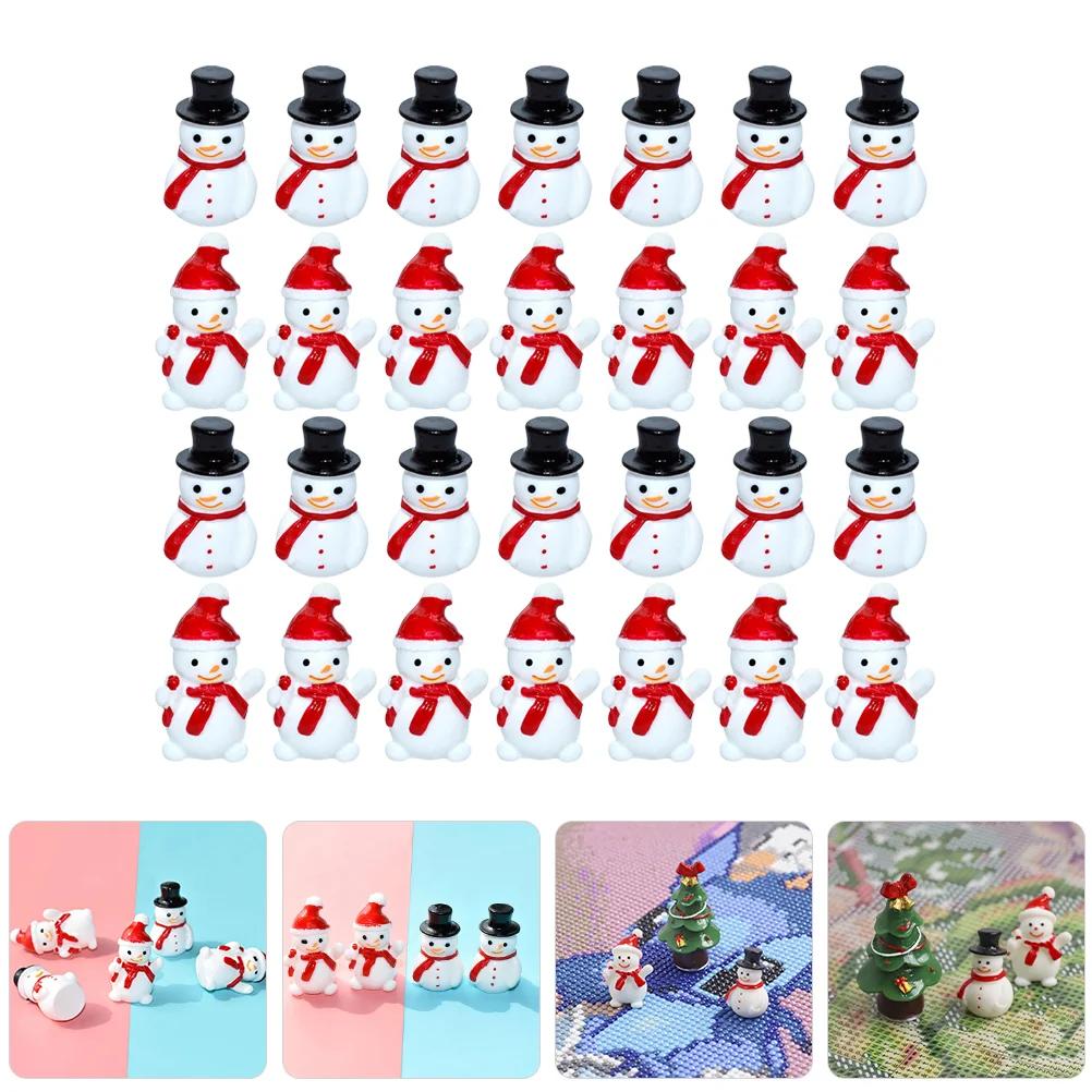 

40pcs Adorable Small Snowman Figurines Desktop Christmas Snowman Statues Miniature Snowman Model