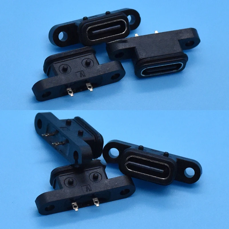 TYPE-C 2Pin водонепроницаемый Женский USB C разъем с двойным отверстием для винта