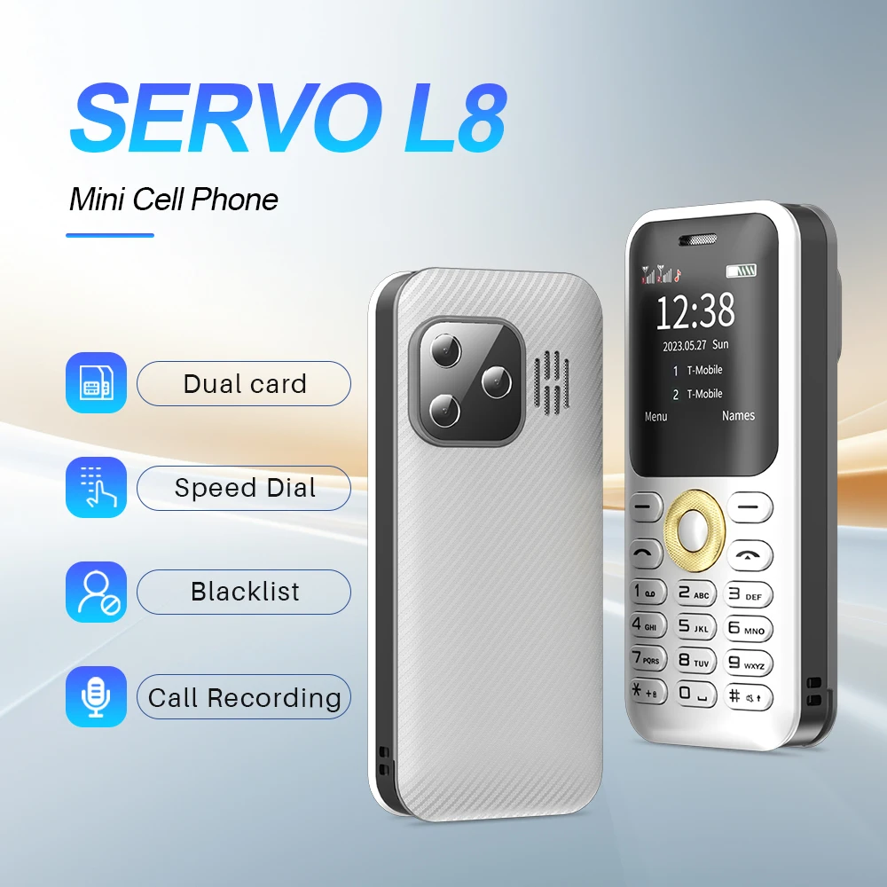 SERVO L8 Самый маленький телефон GSM Magic Записи голосовых звонков Черный список FM Bluetooth