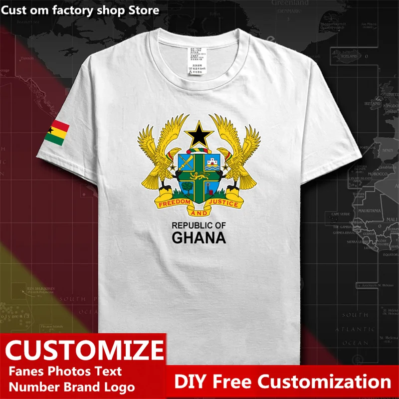 

Republic of Ghana Ghanaian Country T shirt Custom Jersey Fans DIY Name Number LOGO High Street Fashion Loose Casual T-shirt