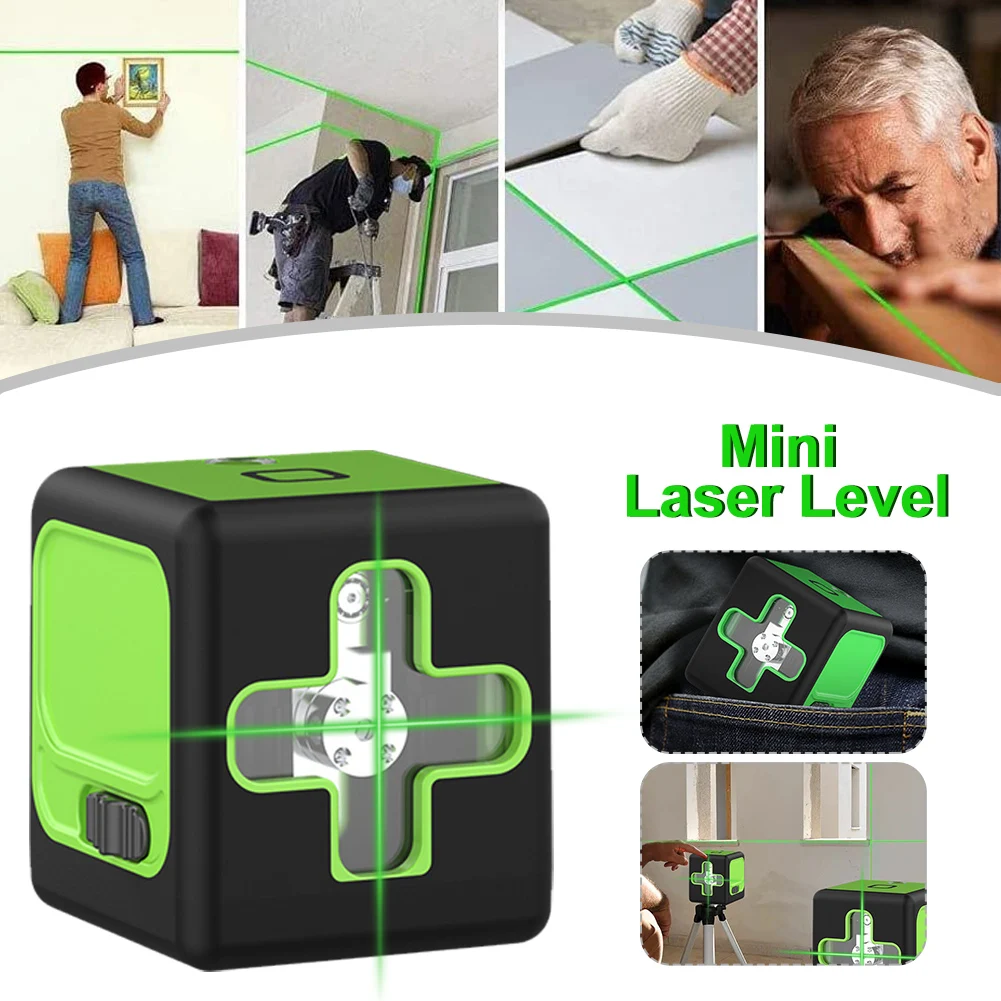 

2 Lines Cross Line Level Self-Leveling Rechargeable Green Beam Laser Level with Brightness Adjustable for Floor Wall Home