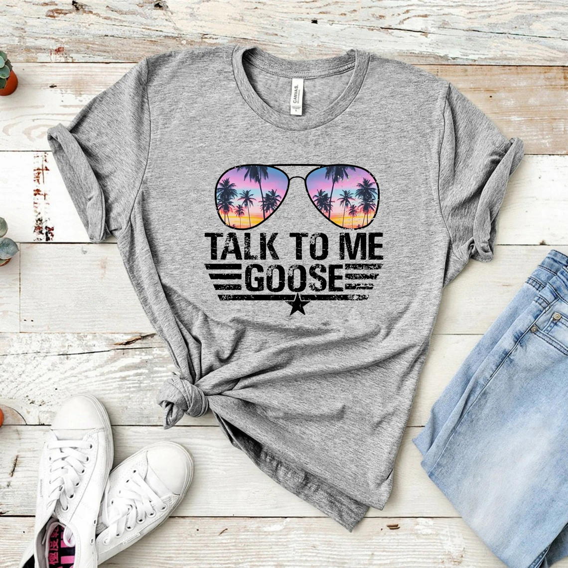 

Talk To Me Goose T Shirt Top Gun Shirt Movie T-Shirt Sunglasses Tshirt Women Graphic T Shirts Vintage Short Sleeve T-shirt Tops