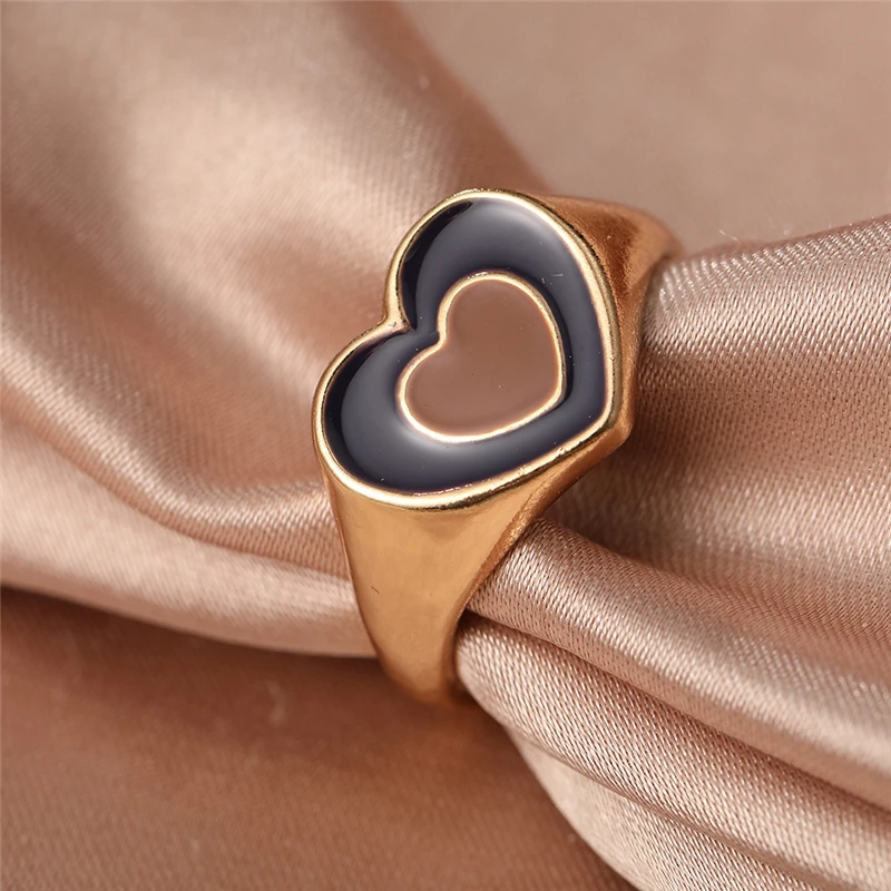 

Personality Creative Double Color Love Heart Ring for Women