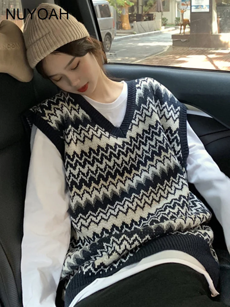 

Женский трикотажный жилет, Свободный Топ без рукавов в Корейском стиле на осень и зиму, 2021