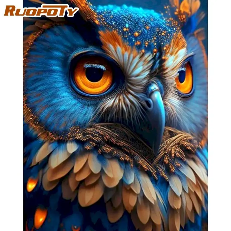 

RUOPOTY Diy Painting By Numbers With Frame Owl Animals Picture Wall Art Handicrafts Personalized Gift For Home Decoration 40x50c