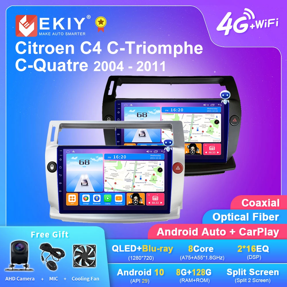 

EKIY T7 QLED DSP Android Auto Radio For Citroen C4 C-Triomphe C-Quatre 2004- 2011 Stereo Car Multimedia Player 2din Carplay GPS