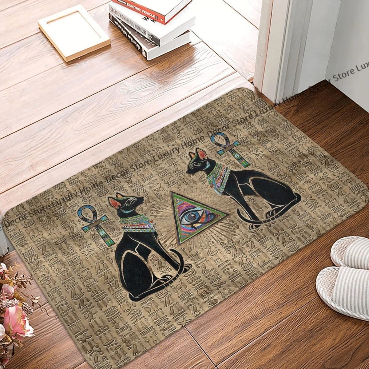

Ancient Egypt Anti-Slip Doormat Kitchen Mat Egyptian Cats Eye Of Horus Hallway Carpet Welcome Rug Indoor Decorative